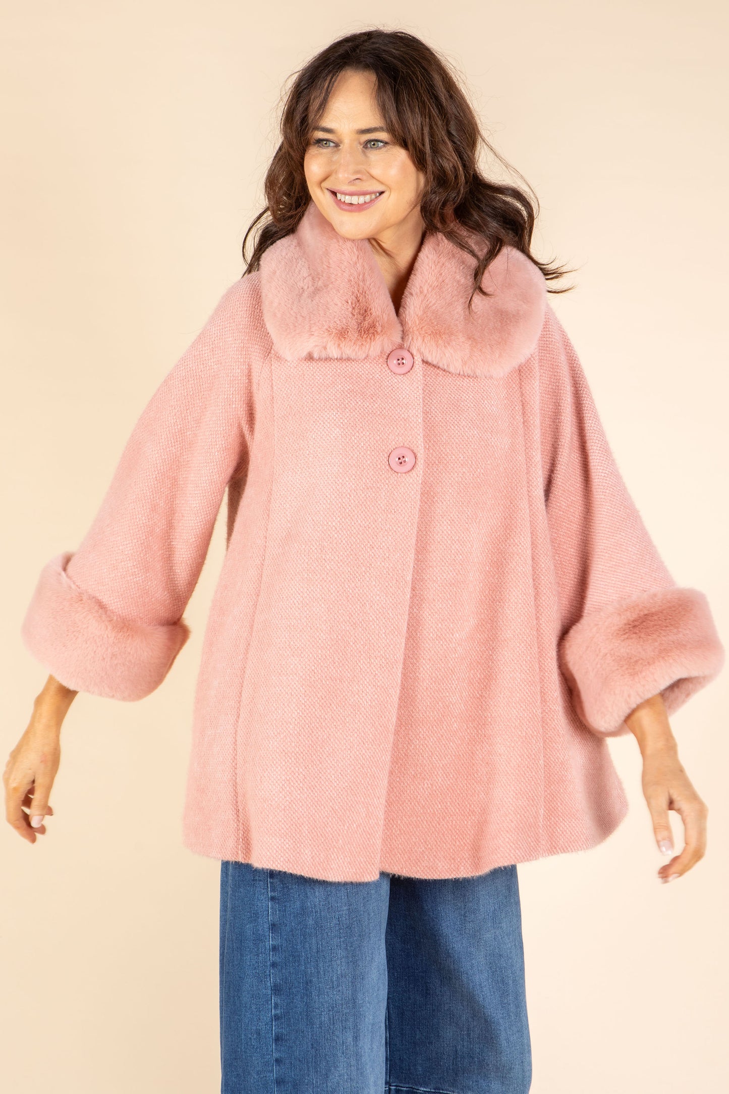 Faux Fur Trim Coat