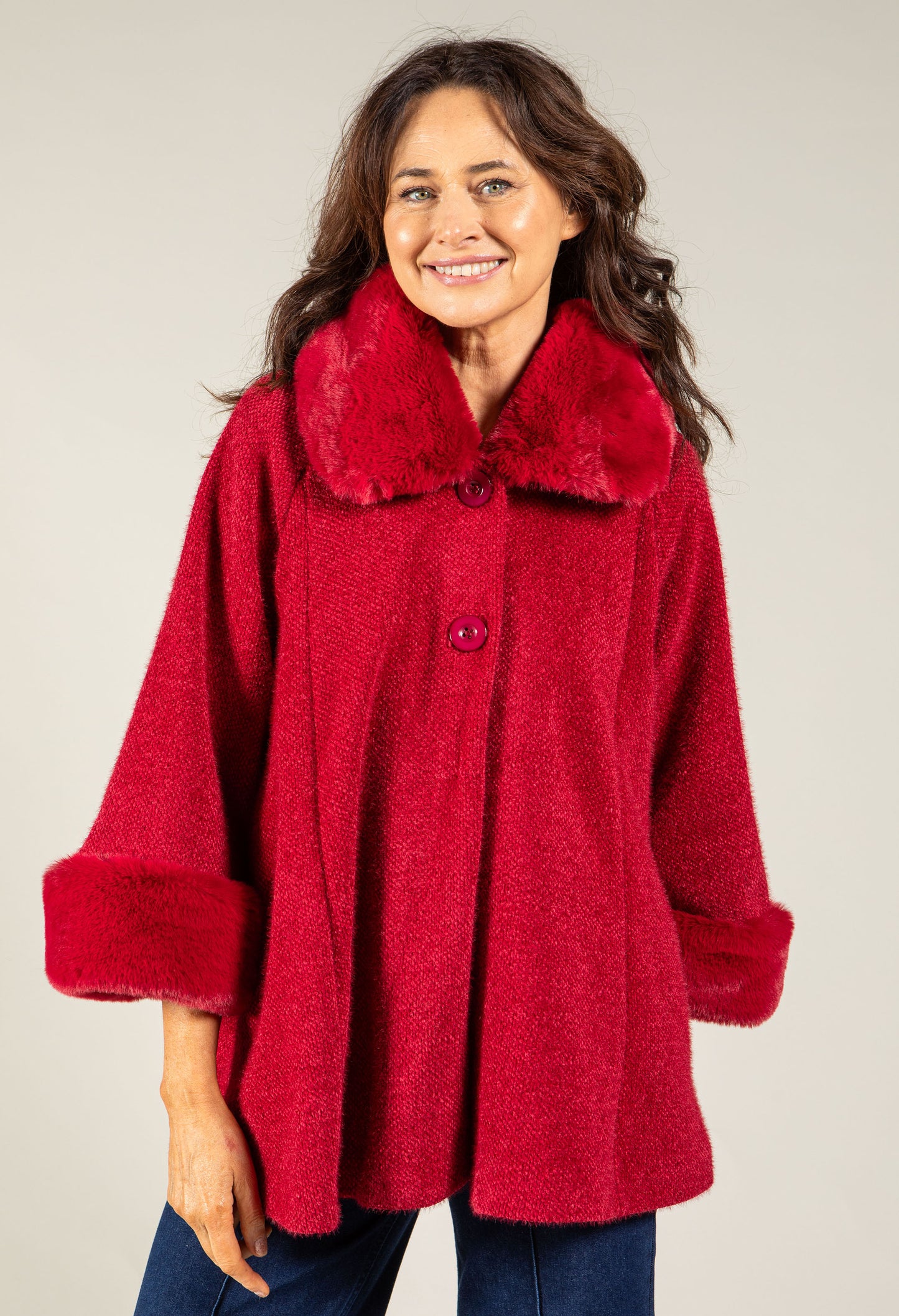 Faux Fur Trim Coat
