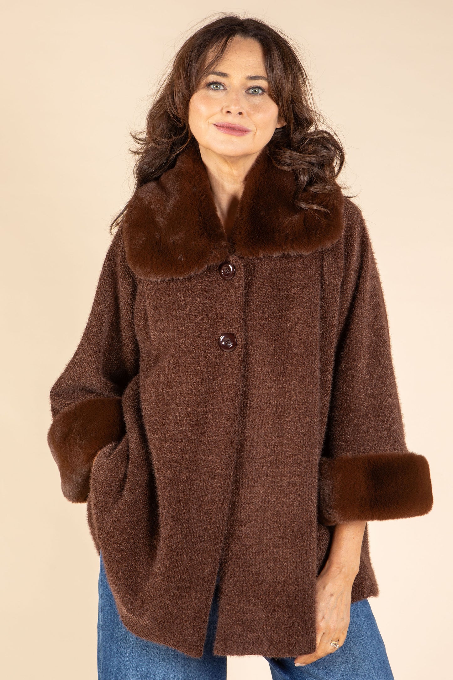 Faux Fur Trim Coat