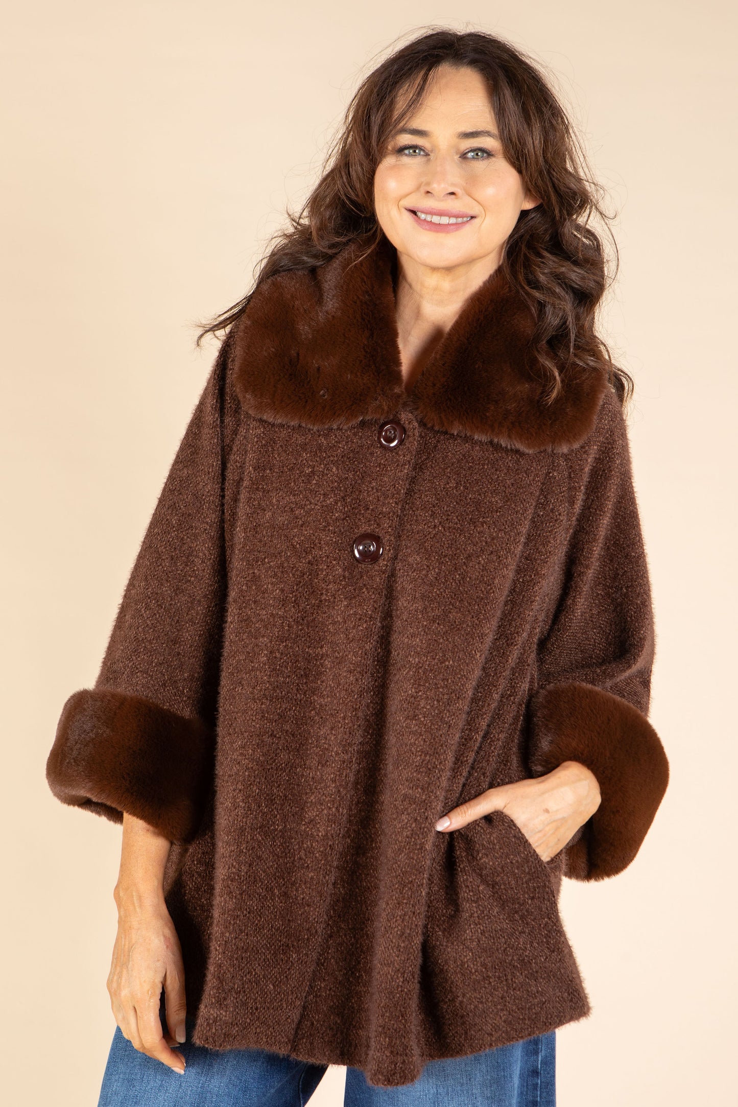 Faux Fur Trim Coat