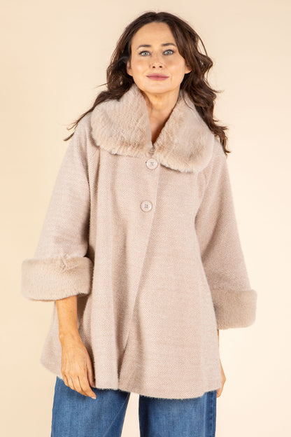 Faux Fur Trim Coat