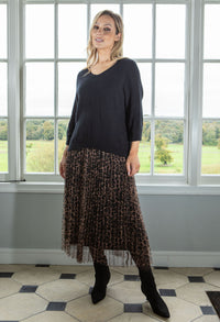 Aurora 2 in 1 Knit & Plisse Leopard Dress