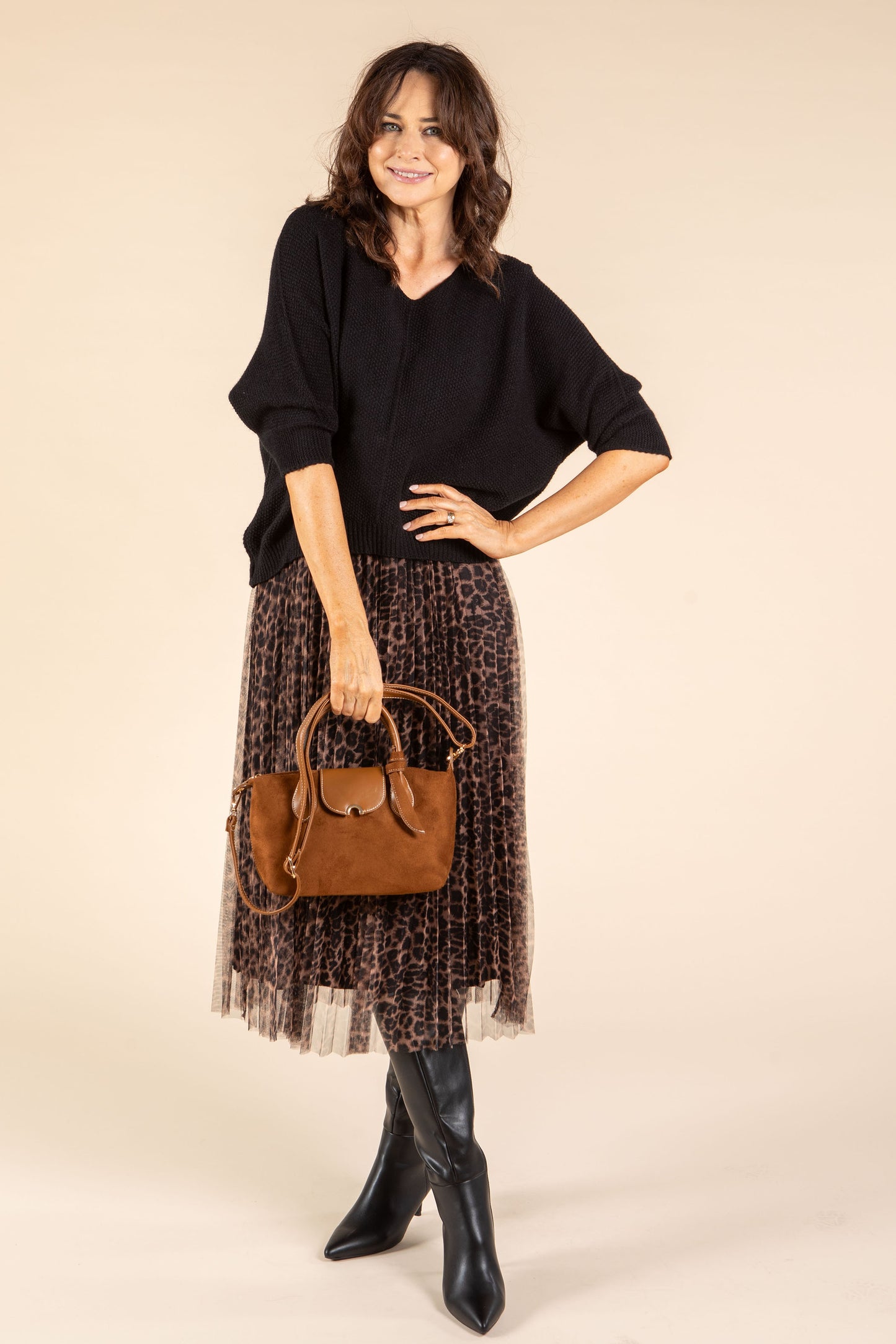 Aurora 2 in 1 Knit & Plisse Leopard Dress