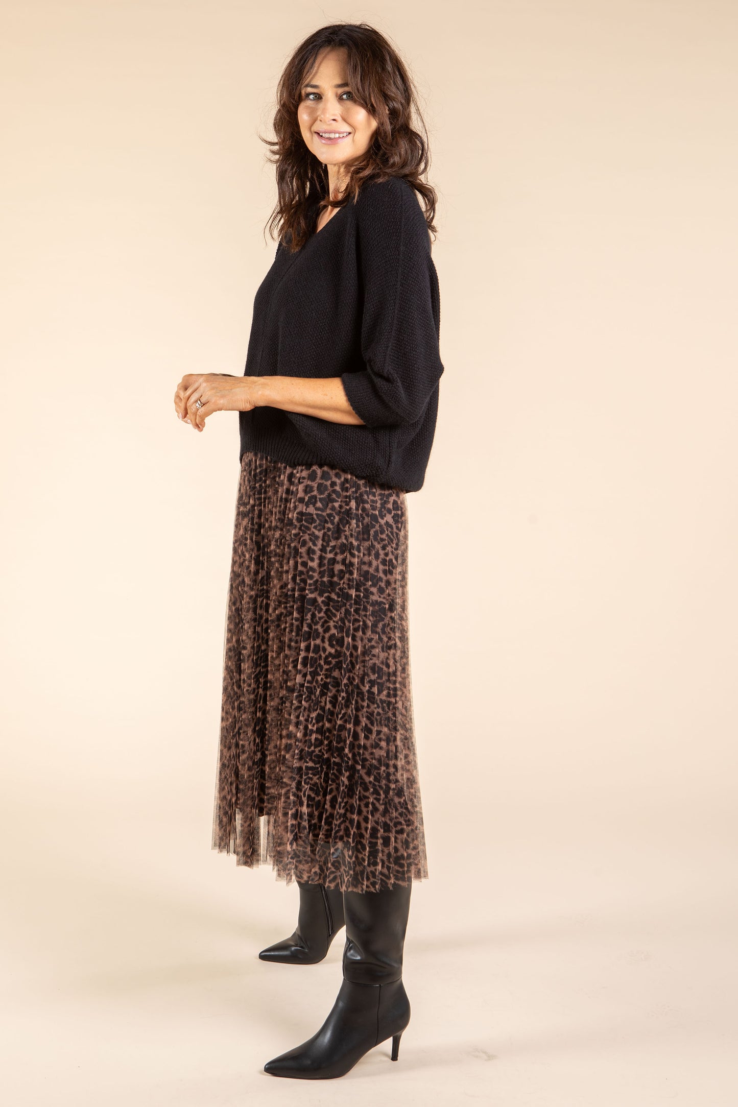 Aurora 2 in 1 Knit & Plisse Leopard Dress