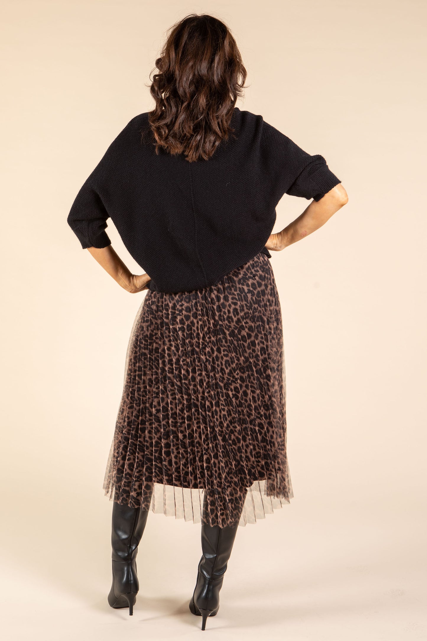 Aurora 2 in 1 Knit & Plisse Leopard Dress