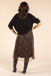 Aurora 2 in 1 Knit & Plisse Leopard Dress