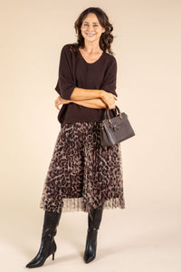 Aurora 2 in 1 Knit & Plisse Leopard Dress