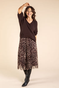 Aurora 2 in 1 Knit & Plisse Leopard Dress