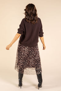 Aurora 2 in 1 Knit & Plisse Leopard Dress