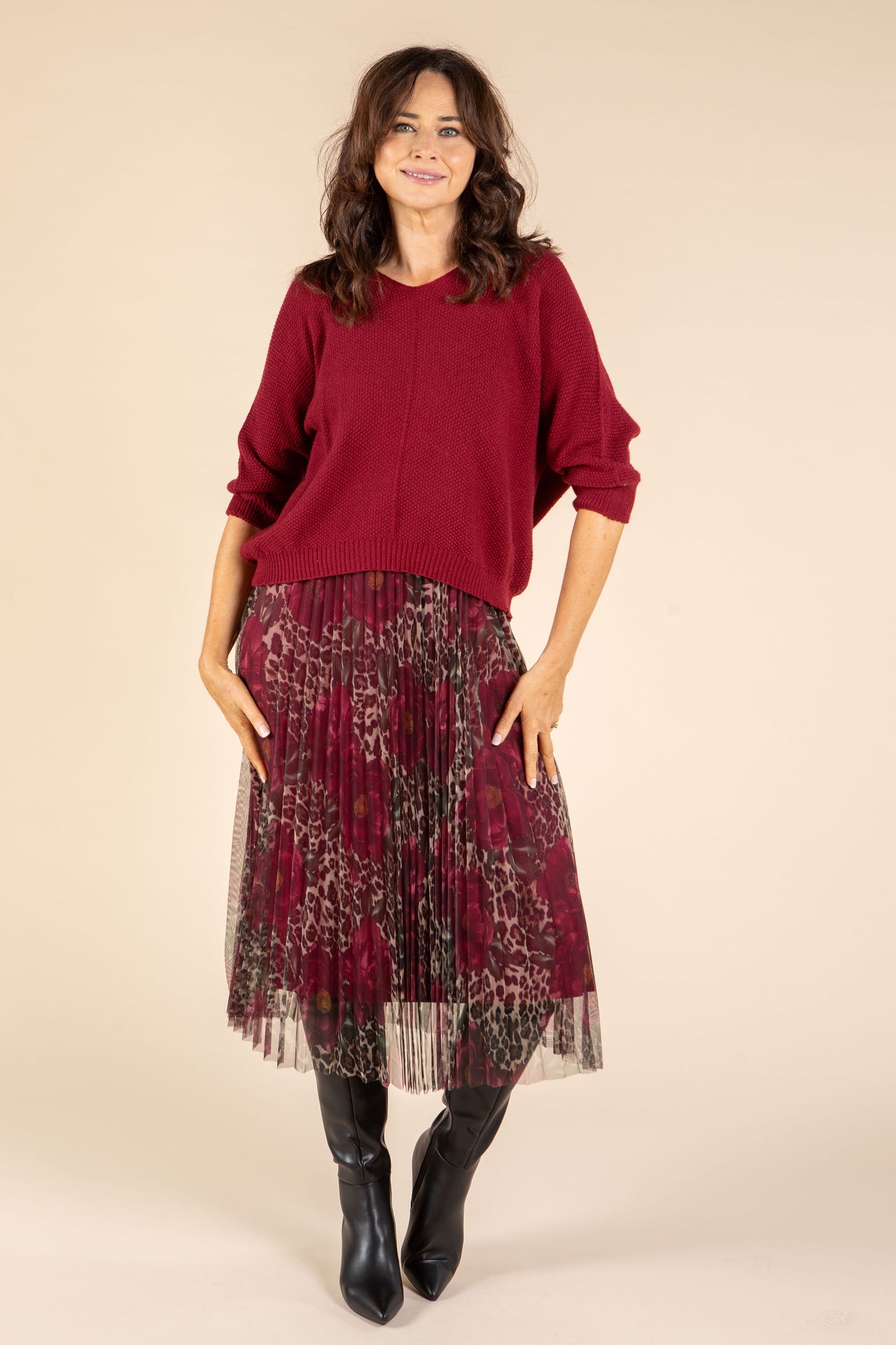 Aurora 2 in 1 Knit & Plisse Leopard Dress