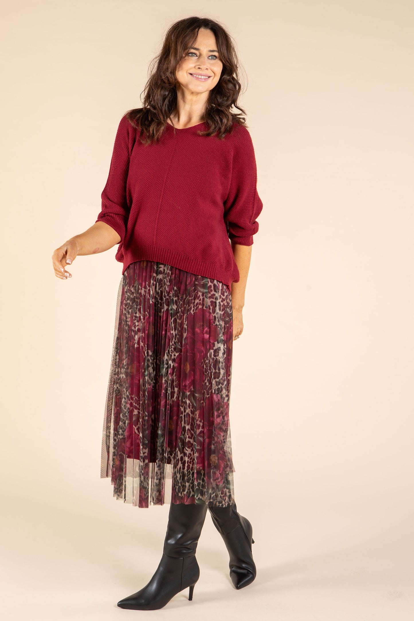 Aurora 2 in 1 Knit & Plisse Leopard Dress