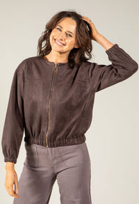 Faux Suede Bomber Jacket