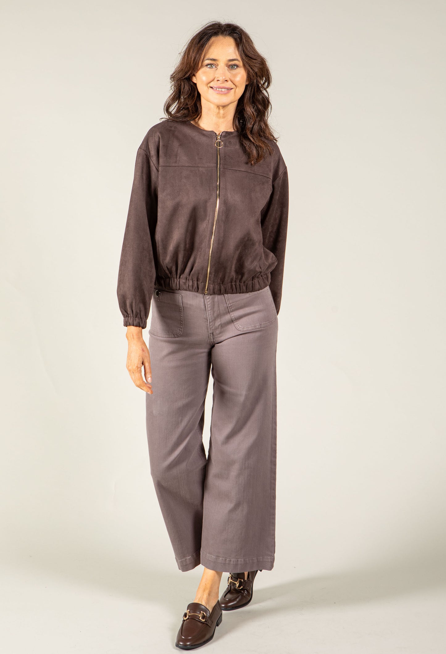 Faux Suede Bomber Jacket