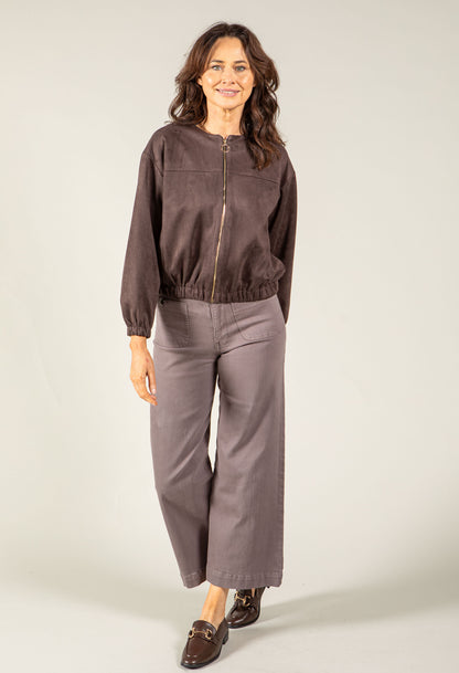 Faux Suede Bomber Jacket