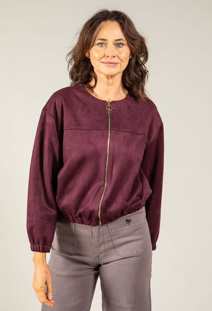 Faux Suede Bomber Jacket