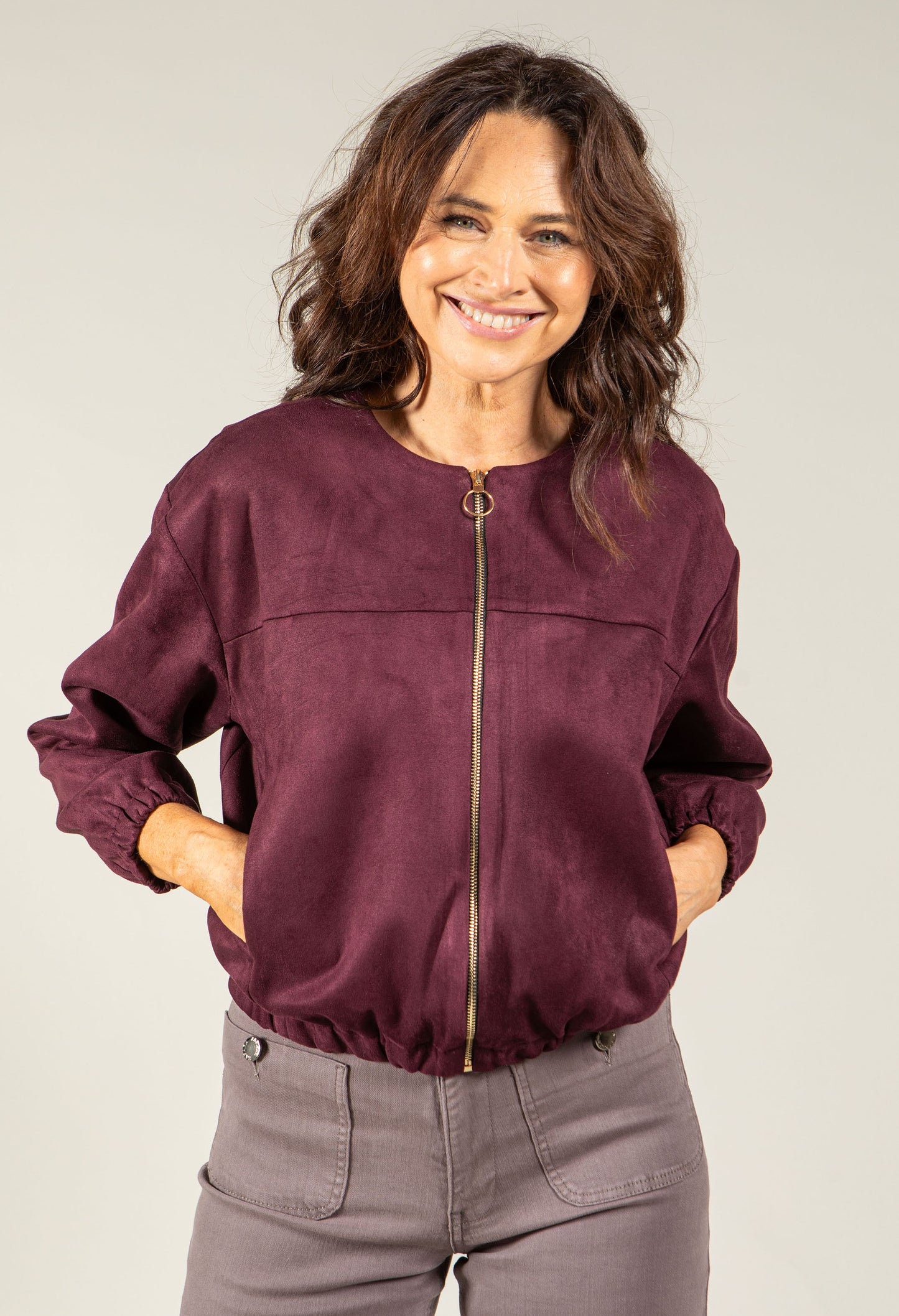 Faux Suede Bomber Jacket