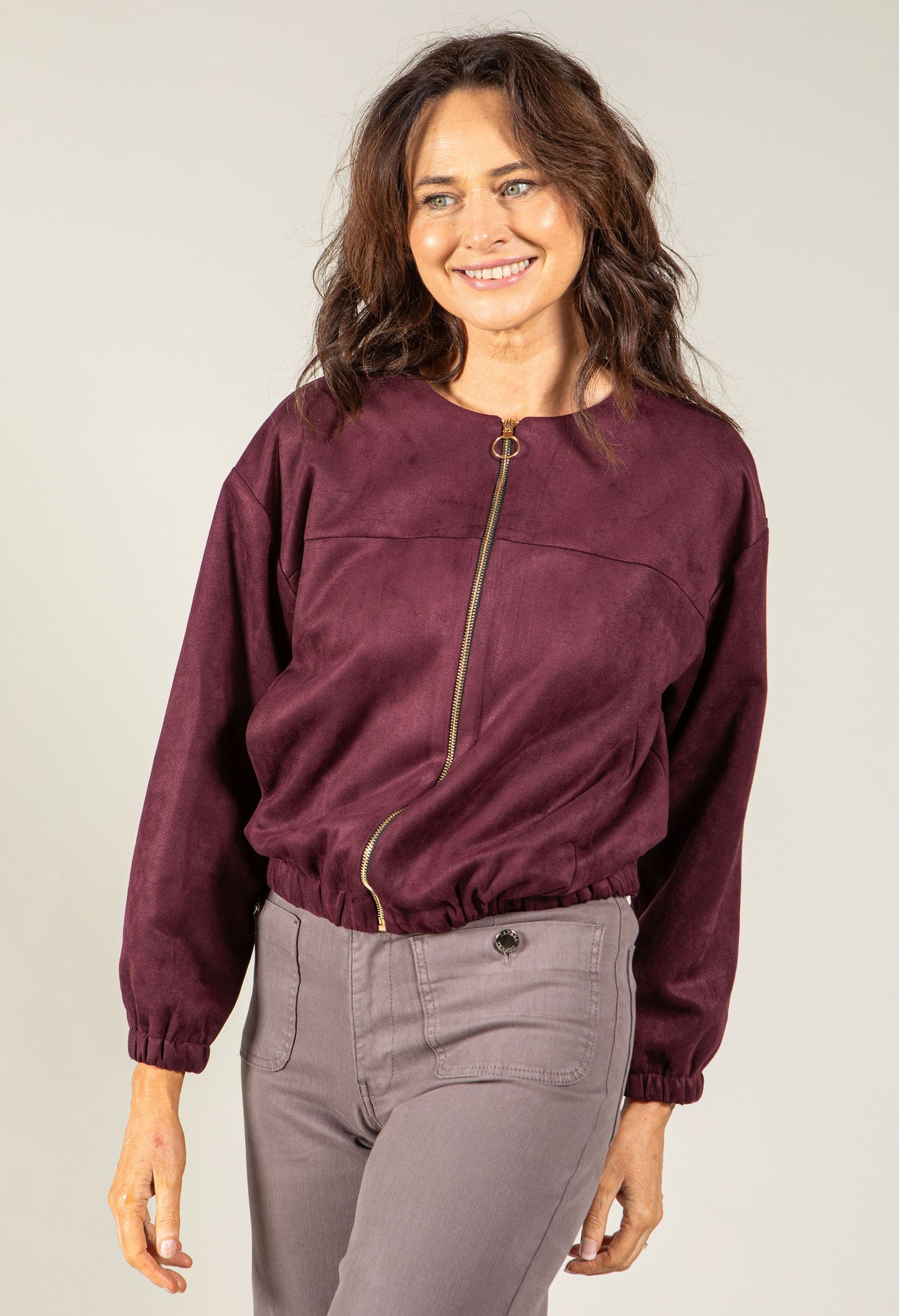 Faux Suede Bomber Jacket