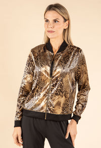 Animal Print Velvet Bomber Jacket