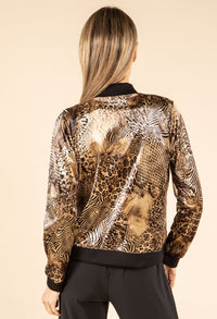 Animal Print Velvet Bomber Jacket