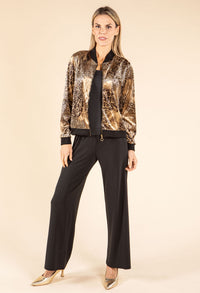 Animal Print Velvet Bomber Jacket