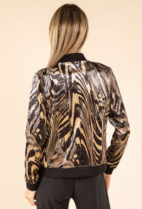 Zebra Velvet Bomber Jacket