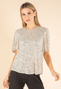 Angel Sleeve Sequin Blouse