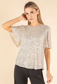 Angel Sleeve Sequin Blouse