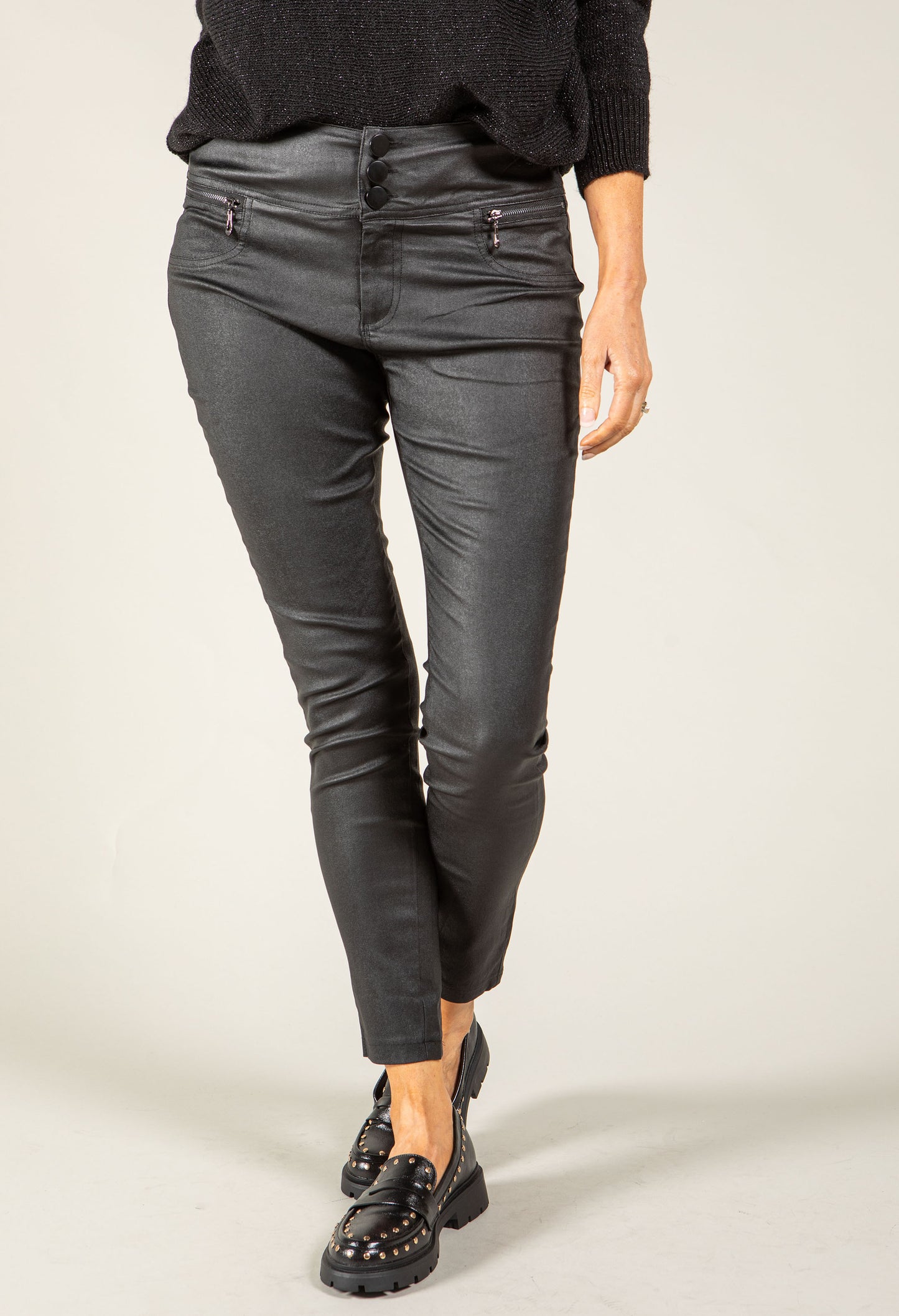 High Waisted Coated Trousers