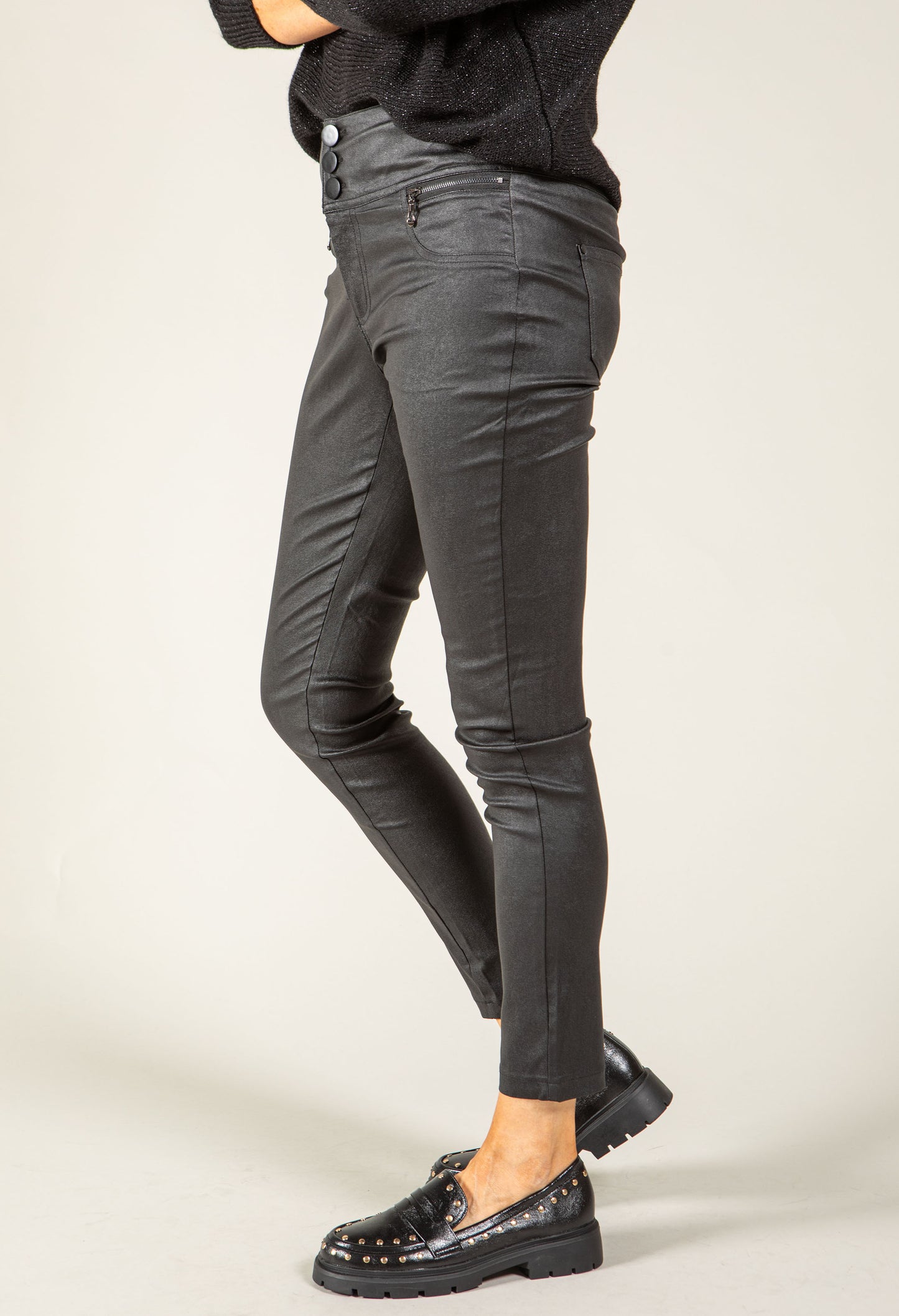 High Waisted Coated Trousers