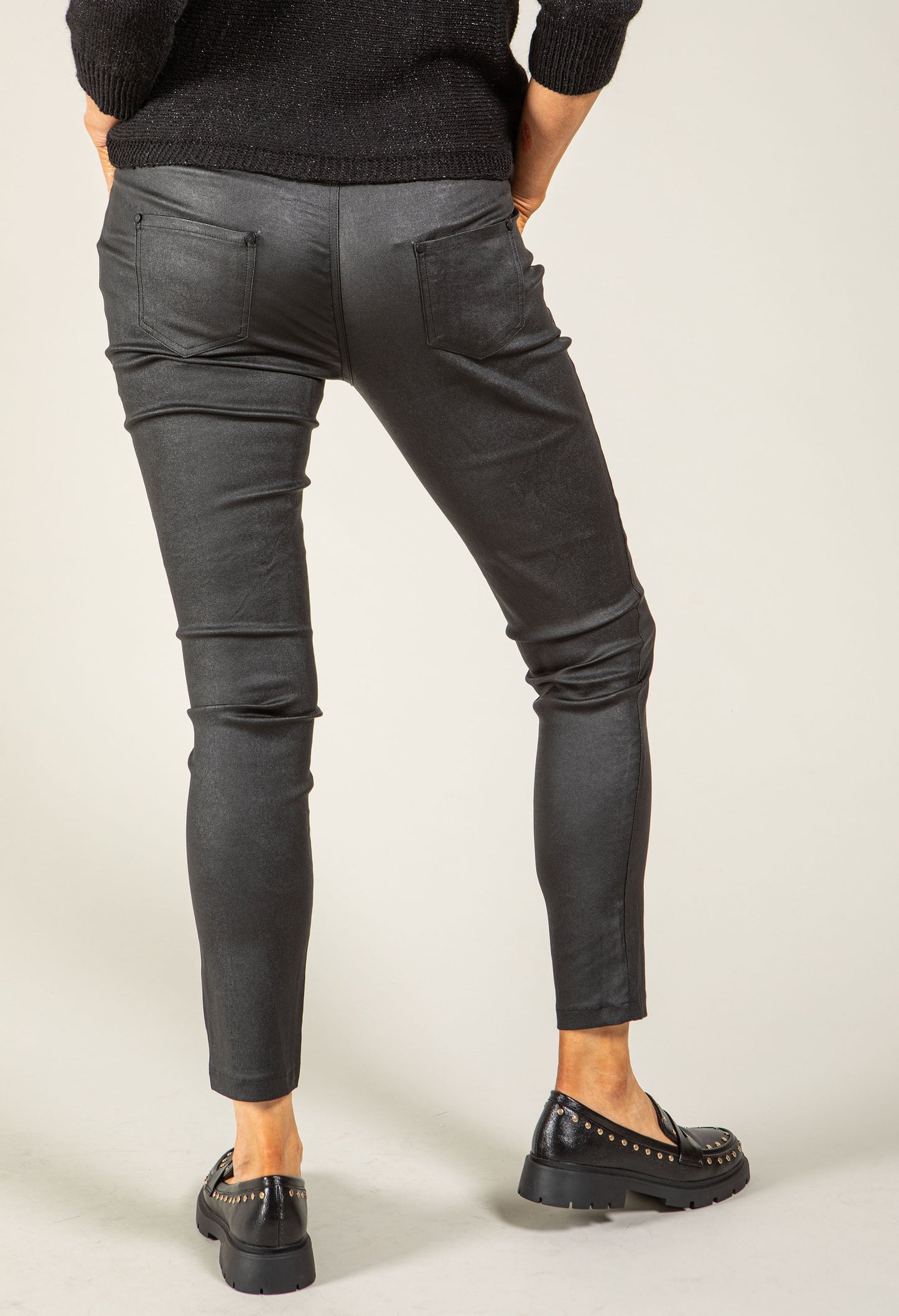 High Waisted Coated Trousers