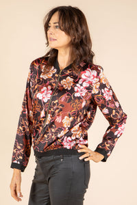 Satin Touch Floral Bomber Jacket