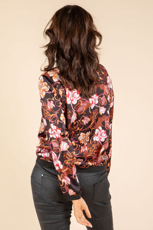 Satin Touch Floral Bomber Jacket