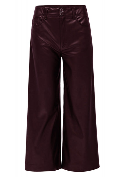 True Wide Leg Faux Leather Jeans