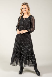 Plisse Pleated Polka Dot Dress