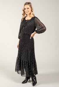 Plisse Pleated Polka Dot Dress