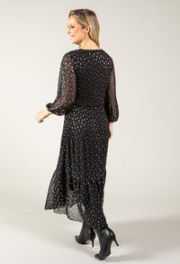 Plisse Pleated Polka Dot Dress