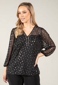 Polka Dot V-Neck Blouse