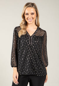 Polka Dot V-Neck Blouse