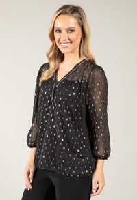 Polka Dot V-Neck Blouse