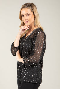 Polka Dot V-Neck Blouse