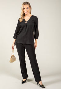 Textured V-Neck Blouse