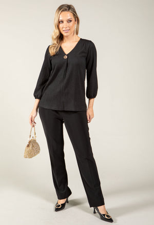 Textured V-Neck Blouse