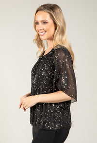 Plisse Pleat Angel Sleeve Blouse