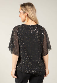 Plisse Pleat Angel Sleeve Blouse