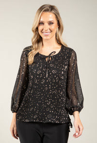 Plisse Pleated Floral Blouse