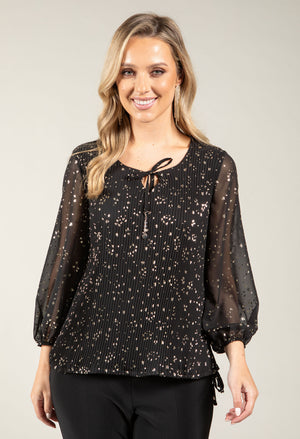 Plisse Pleated Floral Blouse