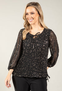 Plisse Pleated Floral Blouse