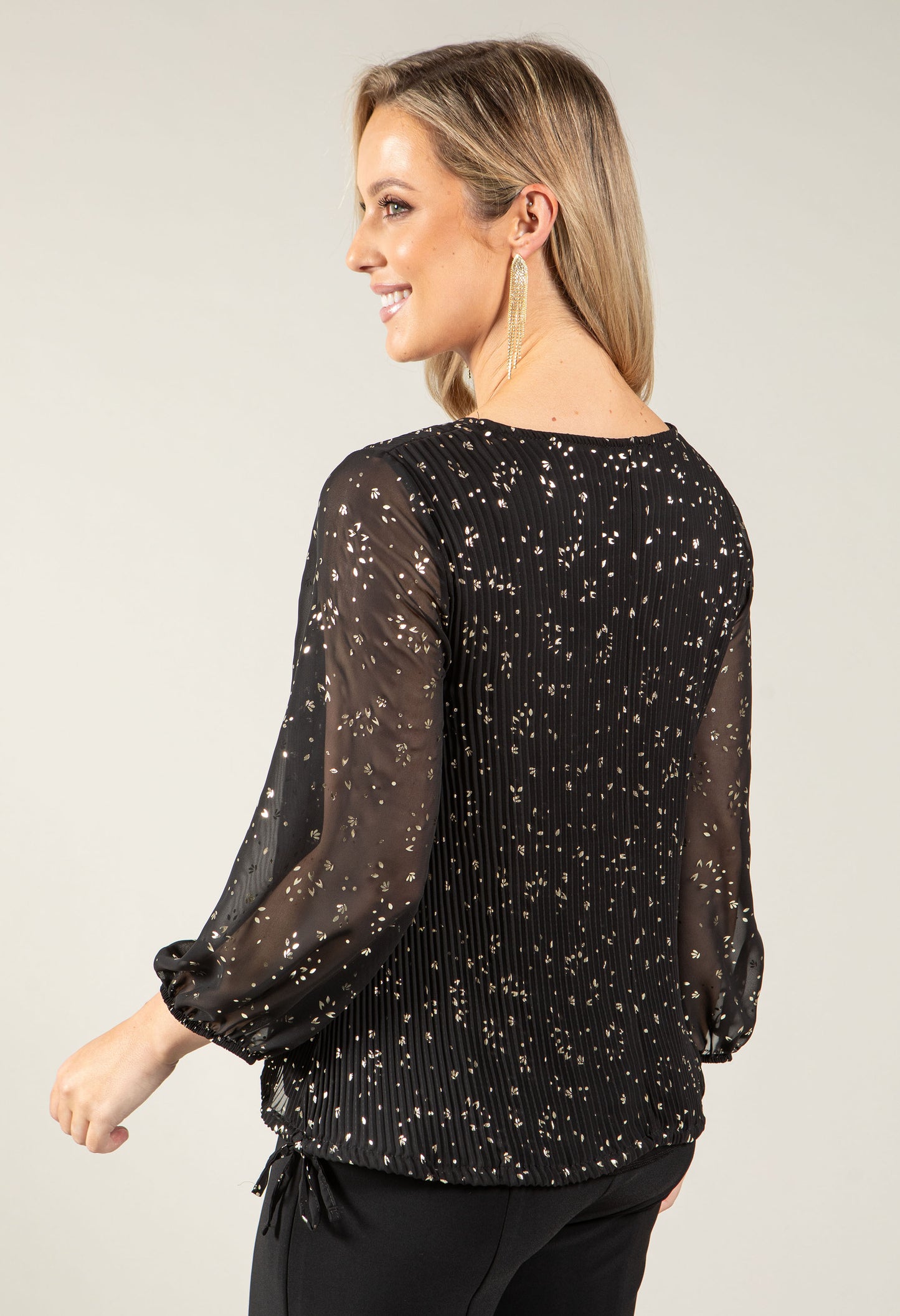 Plisse Pleated Floral Blouse