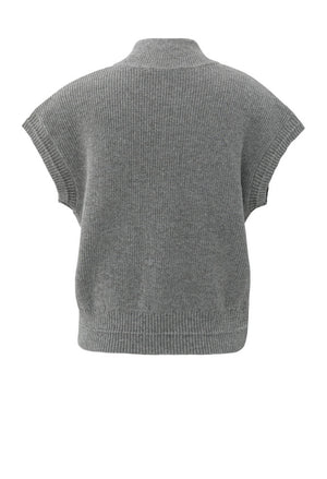 Sleeveless zip-up cardigan