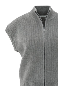 Sleeveless zip-up cardigan